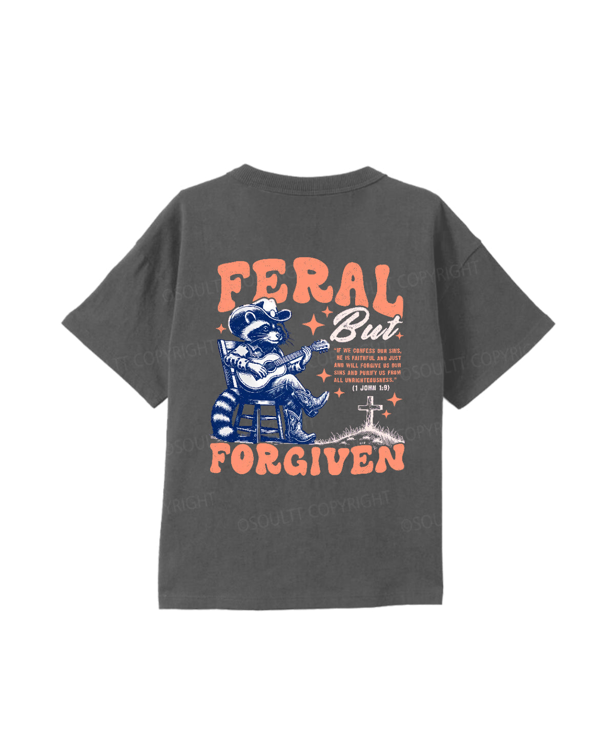 Kids Feral But Forgiven Double Sided Cotton Christian T-shirt