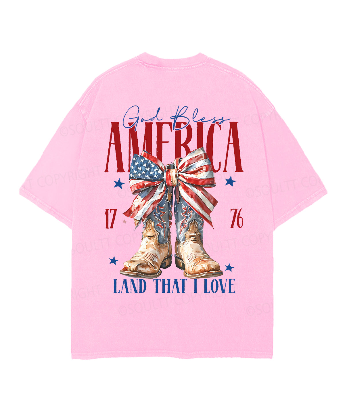 God Bless America Double Sided Unisex Christian Washed T-Shirt & Shorts