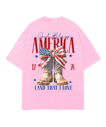God Bless America Double Sided Unisex Christian Washed T-Shirt & Shorts