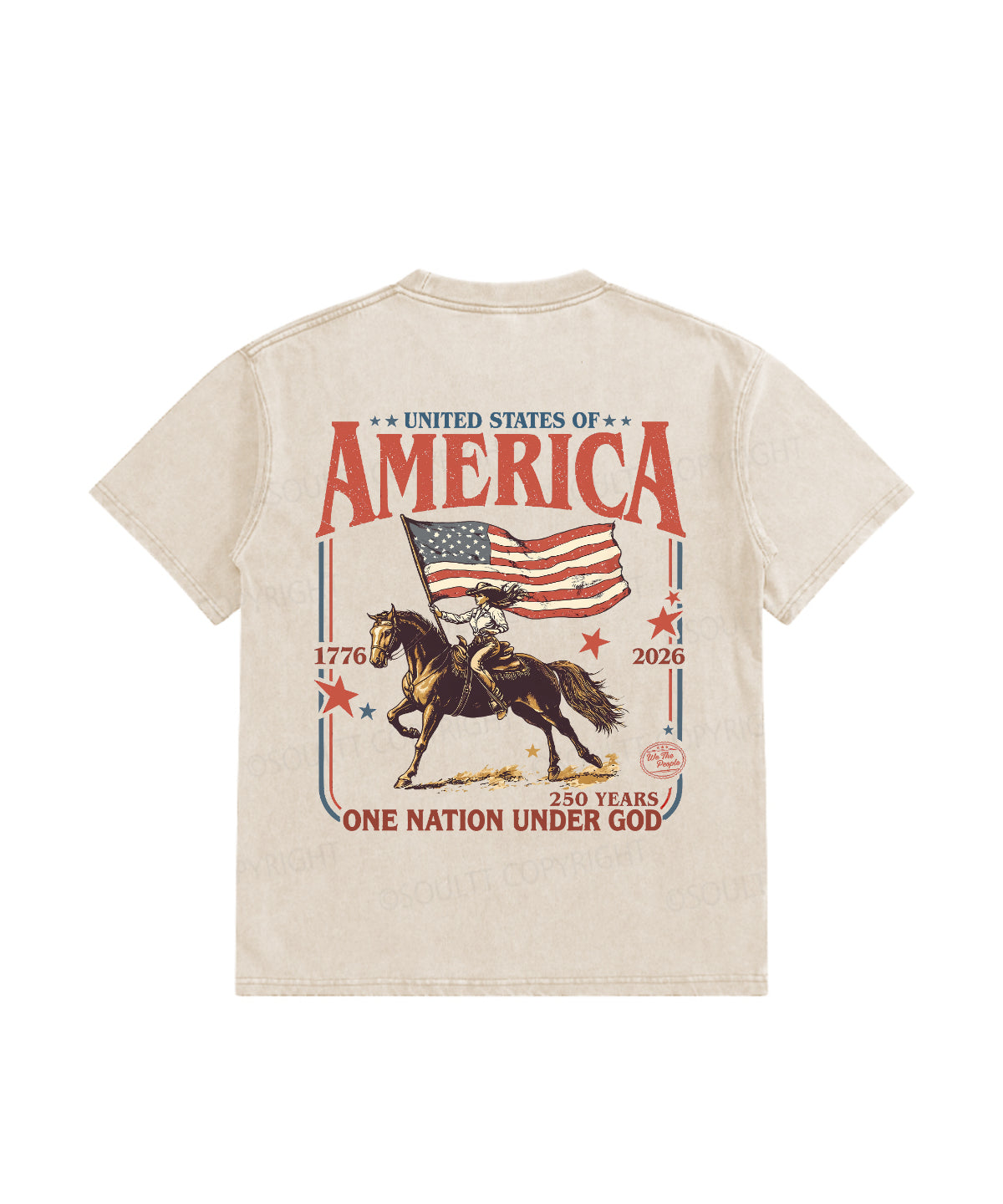 Kids One Nation Under God Double Sided Washed Christian T-shirt