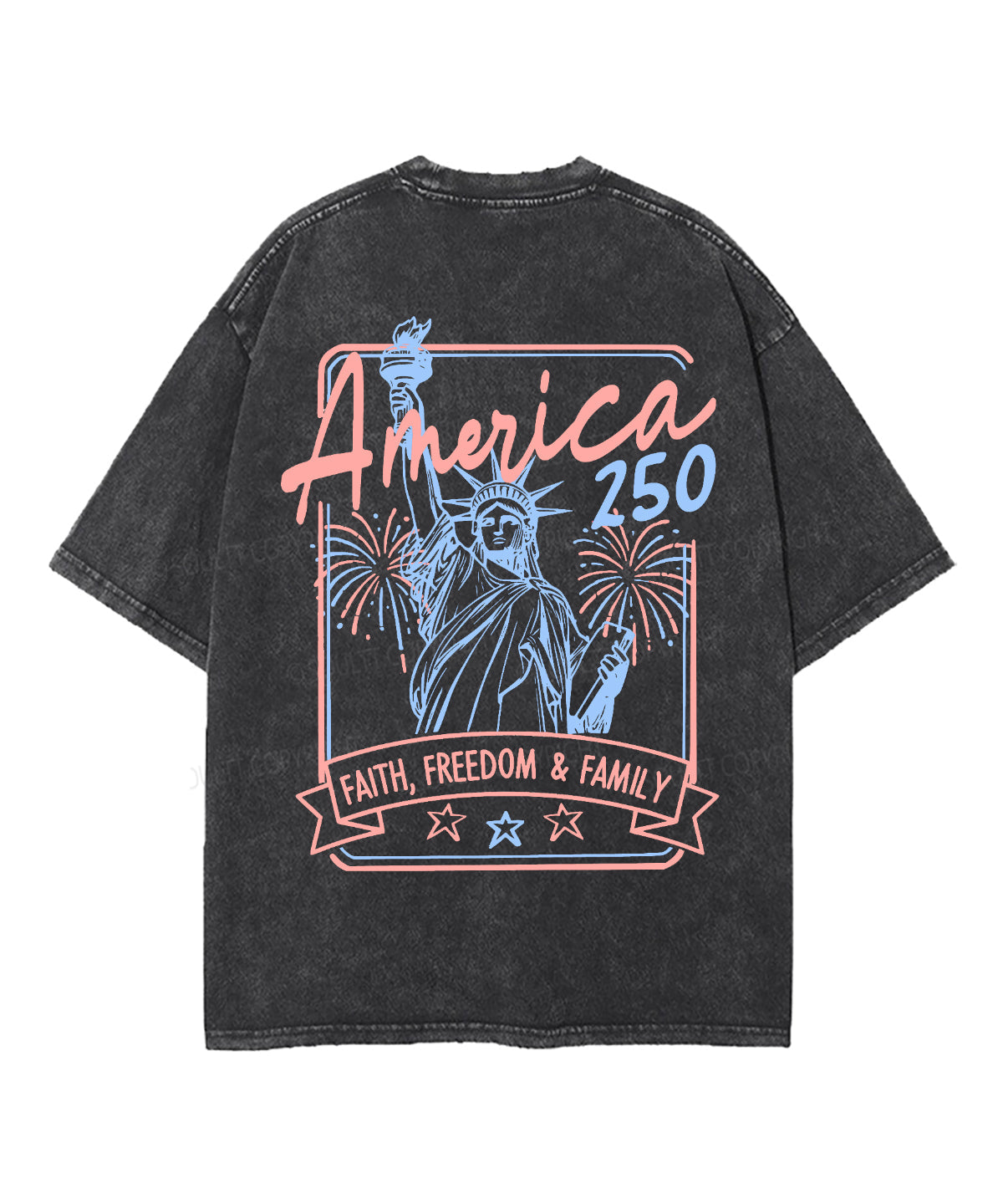 Faith, Freedom & Family Double Sided Unisex Washed Christian T-shirt
