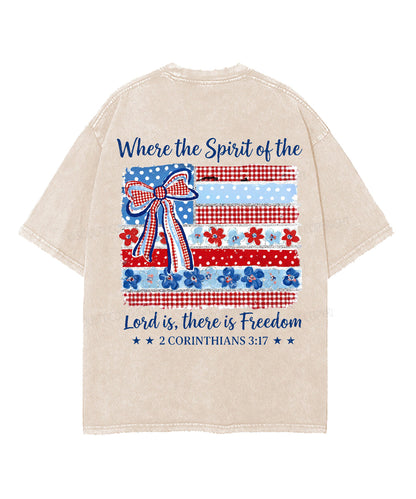 There Is Freedom Double Sided Unisex Washed Christian T-shirt