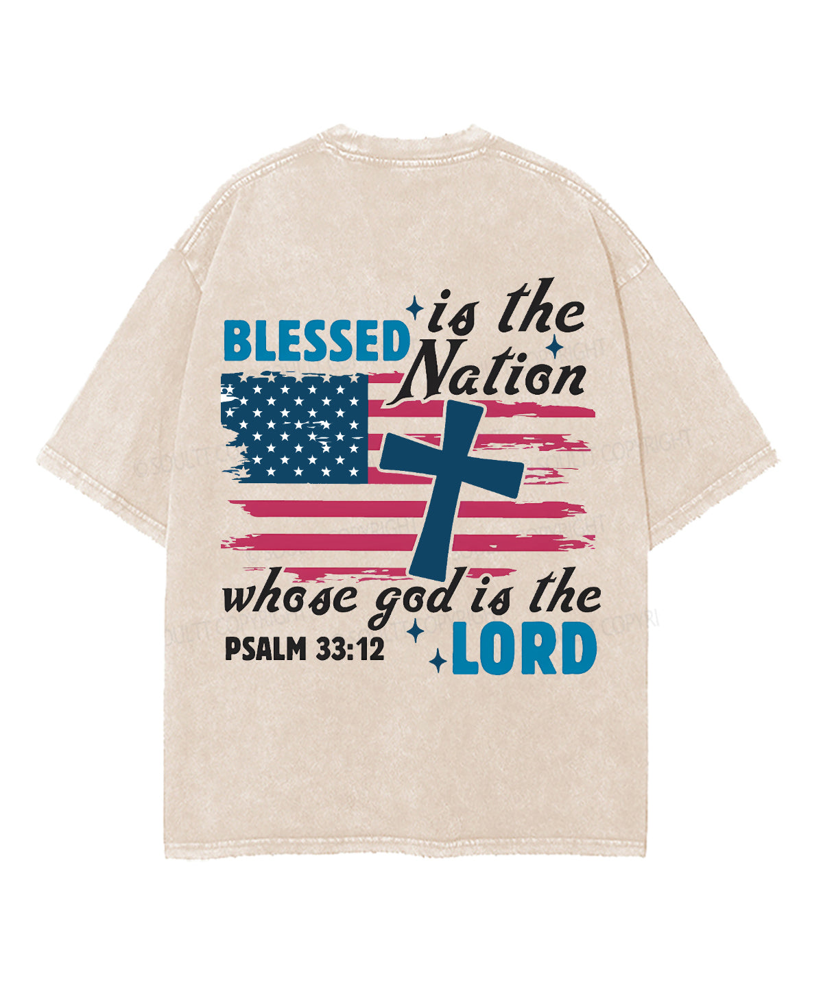 Blessed Is The Nation Whose God Is The Lord Double Sided Unisex Washed Christian T-shirt