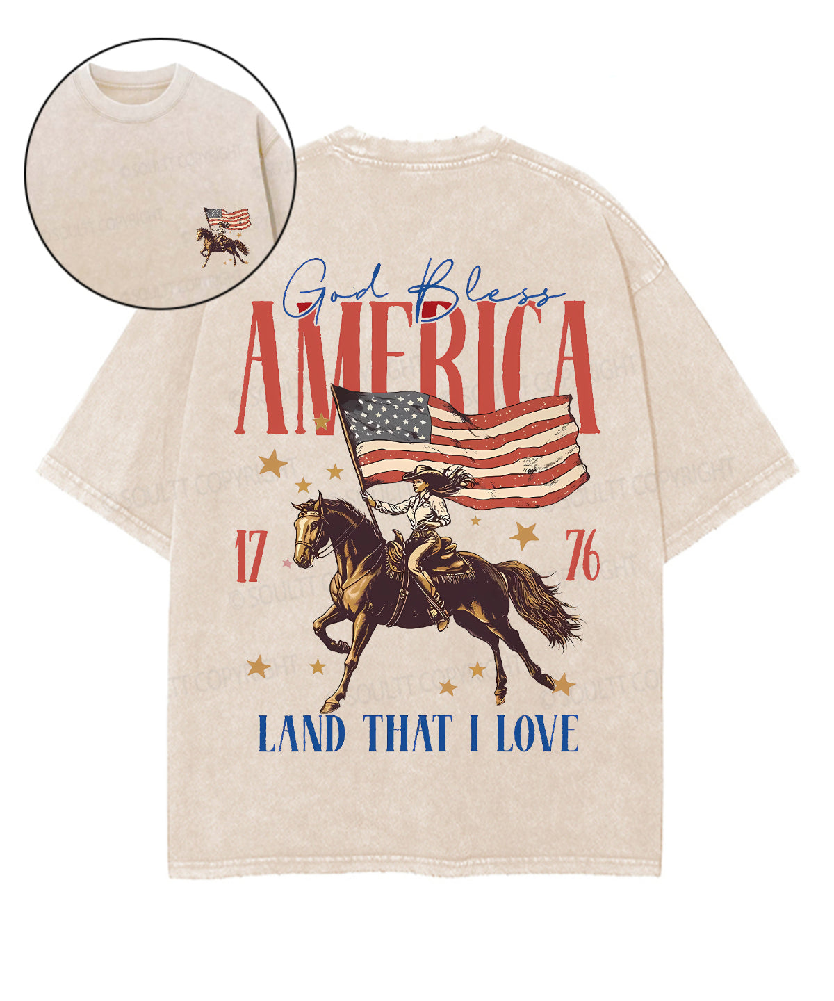 God Bless America Double Sided Unisex Washed Christian T-shirt