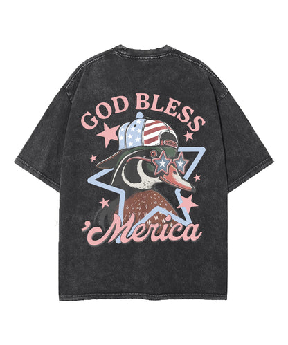 God Bless America Double Sided Unisex Washed Christian T-shirt
