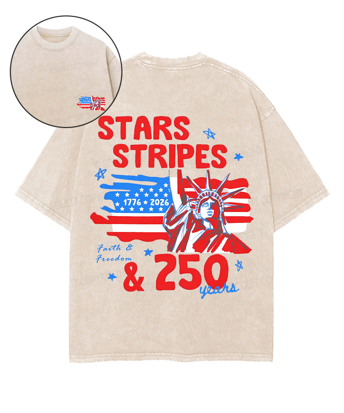 250 Years America Anniversary Double Sided Unisex Washed Christian T-shirt