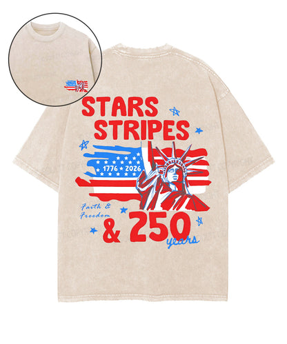 250 Years America Anniversary Double Sided Unisex Washed Christian T-shirt