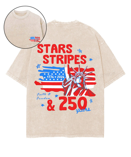 250 Years America Anniversary Double Sided Unisex Washed Christian T-shirt