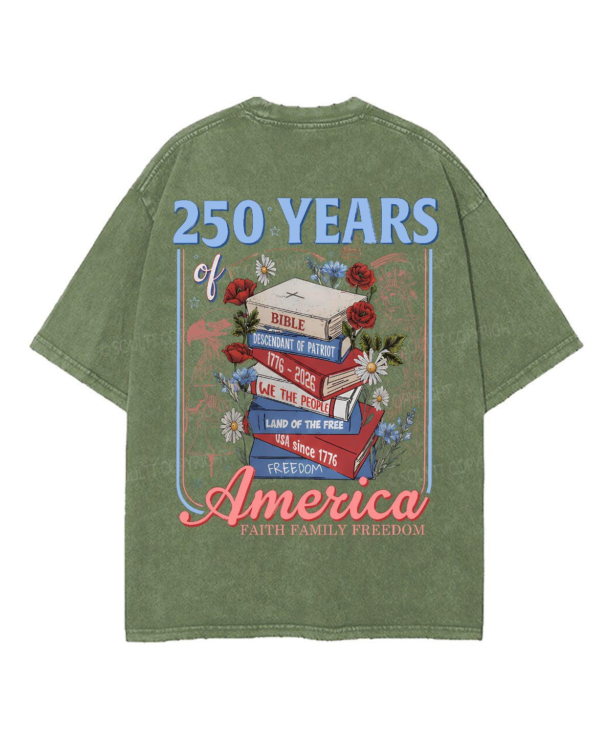 250 Years Of America Double Sided Unisex Washed Christian T-shirt