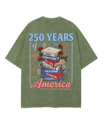 250 Years Of America Double Sided Unisex Washed Christian T-shirt