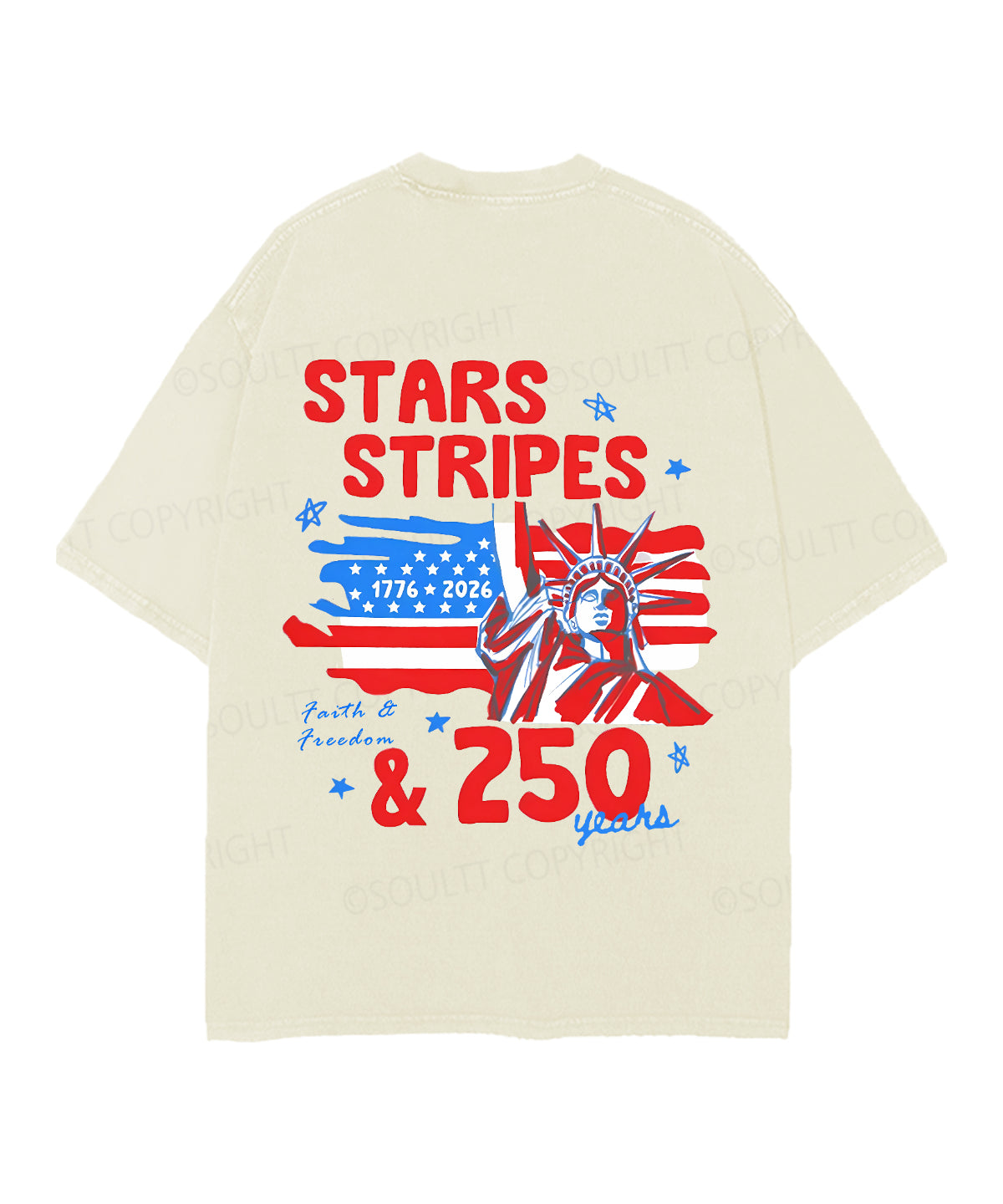 250 Years America Anniversary Double Sided Unisex Christian Washed T-Shirt & Shorts