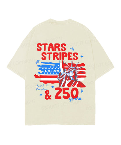 250 Years America Anniversary Double Sided Unisex Christian Washed T-Shirt & Shorts