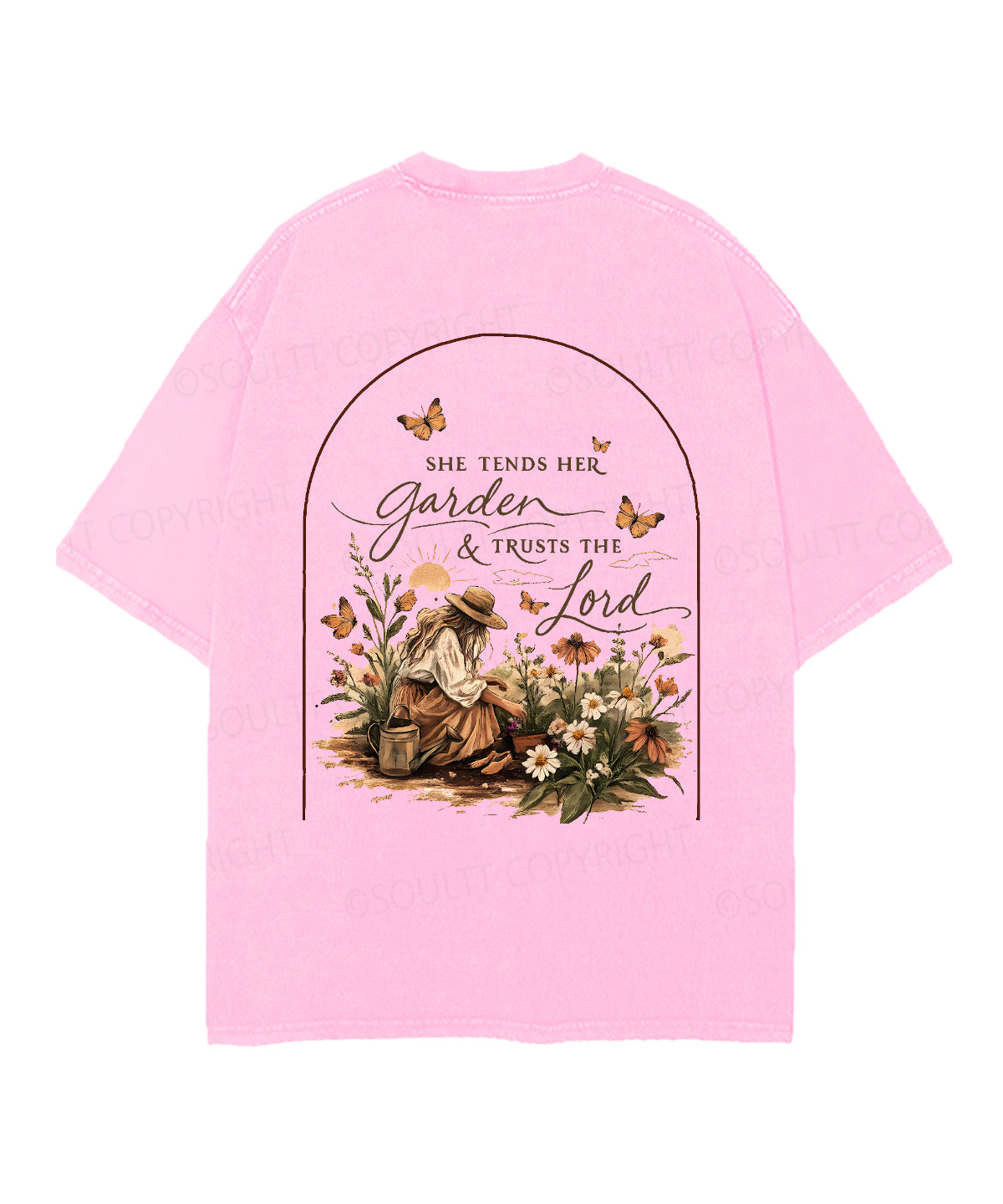 She Tends Her Garden Double Sided Unisex Christian Washed T-Shirt & Shorts