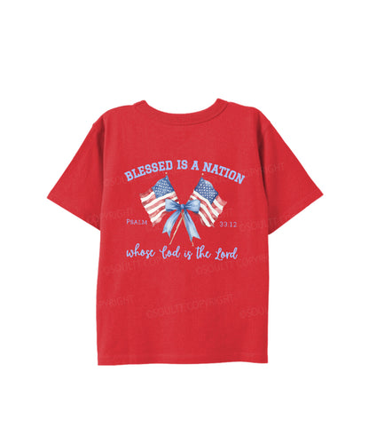 Kids Blessed Is A Nation Whose god Is The Lord Cotton Christian T-shirt