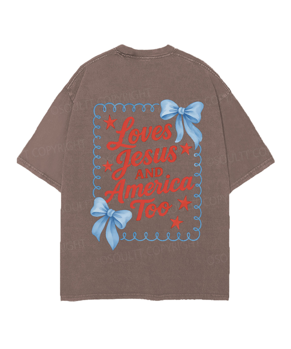 Loves Jesus And America Too Double Sided Unisex Christian Washed T-Shirt & Shorts