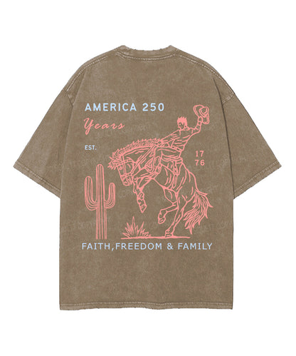 250 Years America Anniversary Double Sided Unisex Washed Christian T-shirt