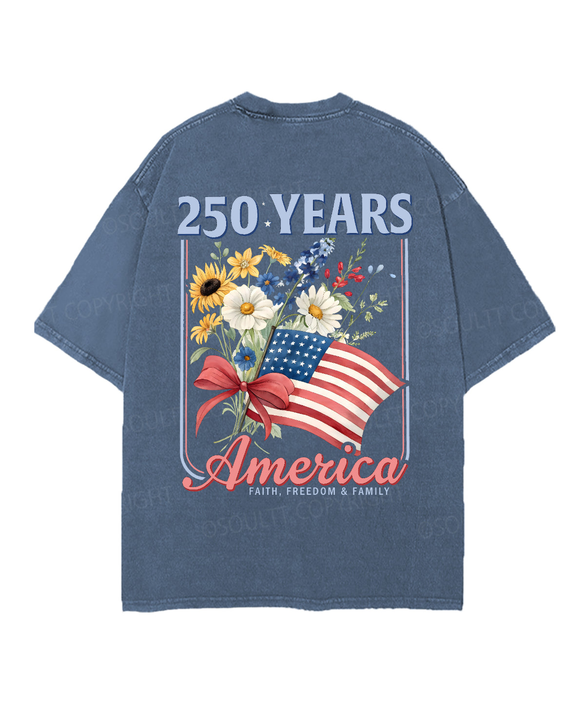 250 Years America Anniversary Double Sided Unisex Christian Washed T-Shirt & Shorts