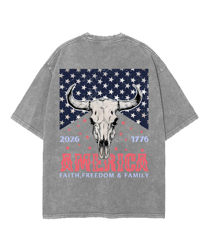 250 Years America Anniversary Double Sided Unisex Washed Christian T-shirt