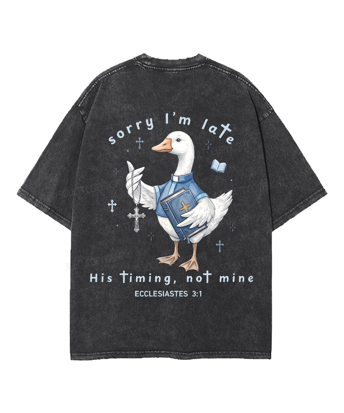 Sorry I’m Late, His Timing Not Mine Double Sided Unisex Washed Christian T-shirt