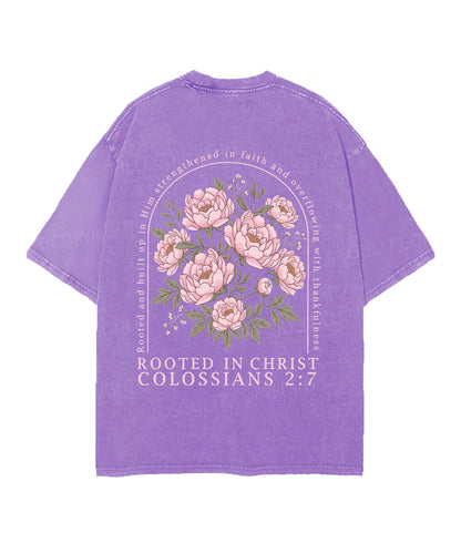 Rooted In Christ Double Sided Unisex Christian Washed T-Shirt & Shorts