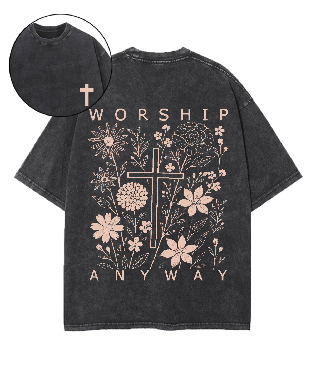 Worship Anyway Double Sided Unisex Washed Christian T-shirt