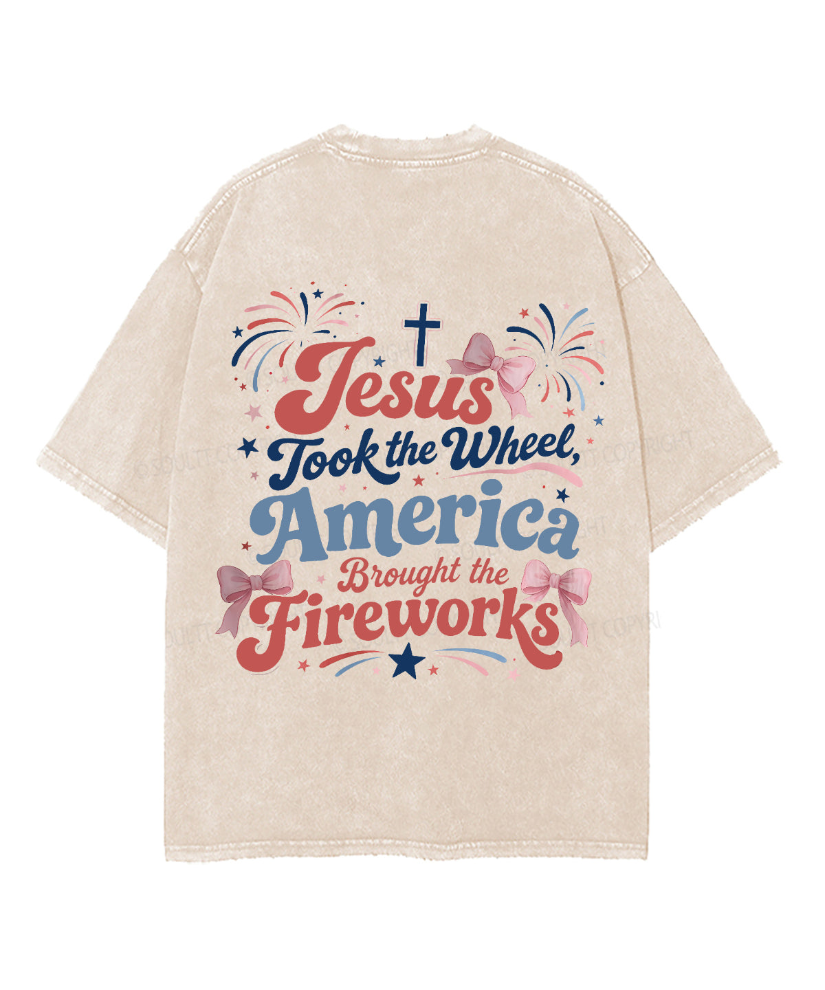 Jesus Took The Wheel America Double Sided Unisex Washed Christian T-shirt