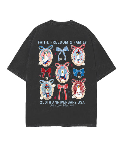 250 Years America Anniversary Double Sided Unisex Christian Washed T-Shirt & Shorts