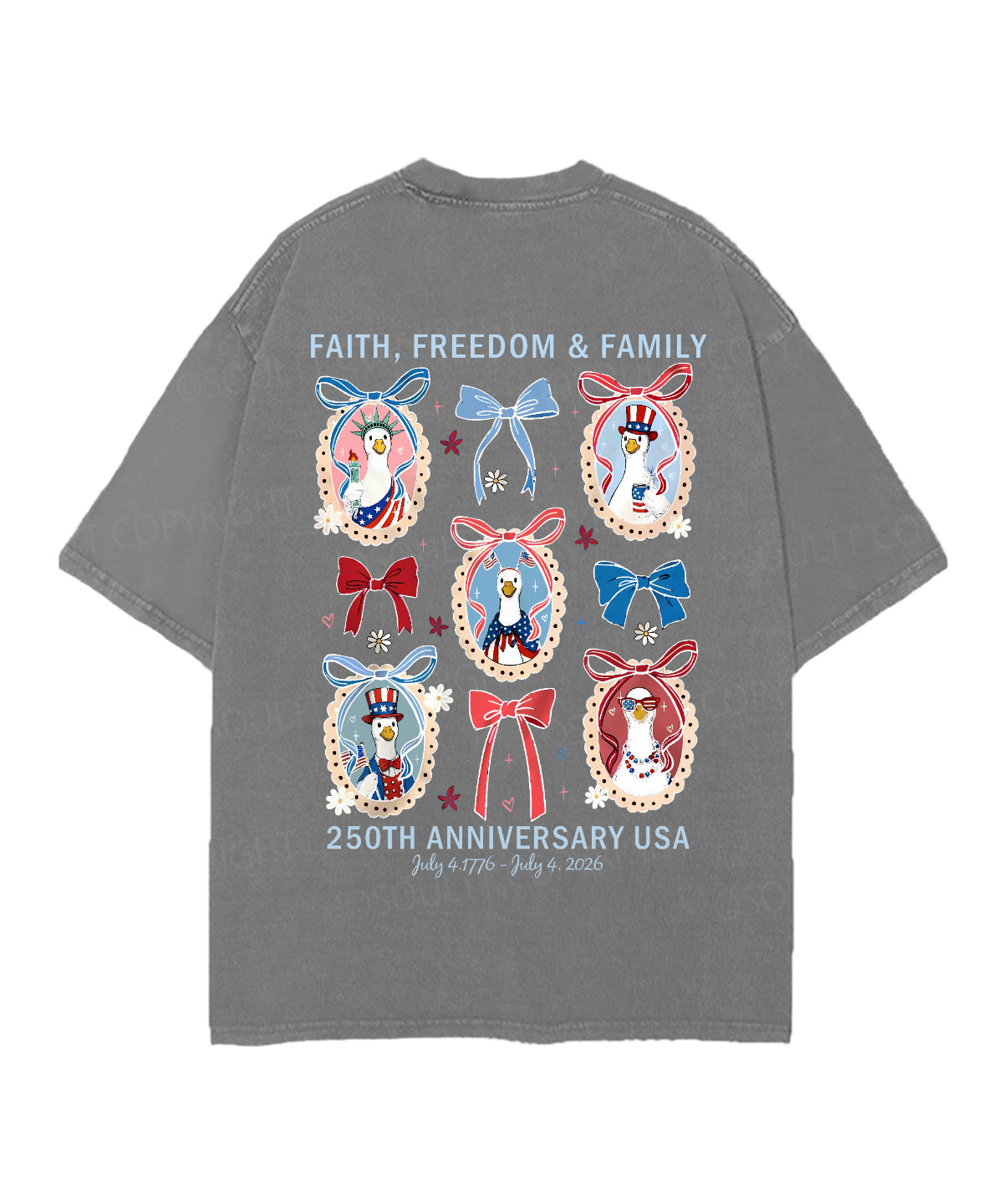250 Years America Anniversary Double Sided Unisex Christian Washed T-Shirt & Shorts
