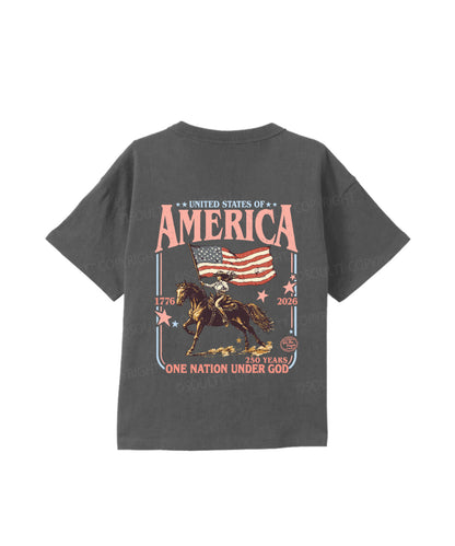 Kids One Nation Under God Double Sided Cotton Christian T-shirt