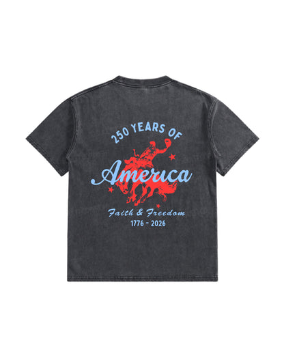 Kids 250 Years America Anniversary Double Sided Washed Christian T-shirt