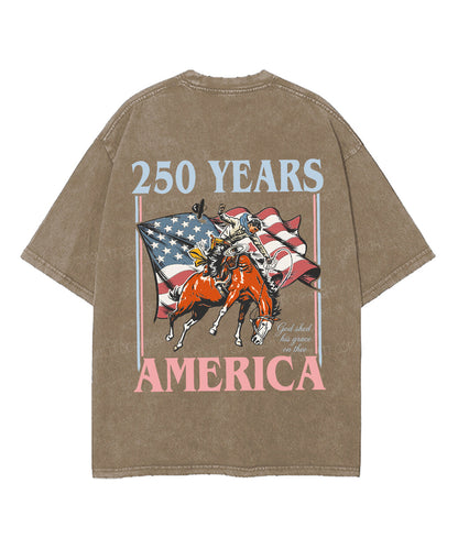 250 Years America Anniversary Double Sided Unisex Washed Christian T-shirt