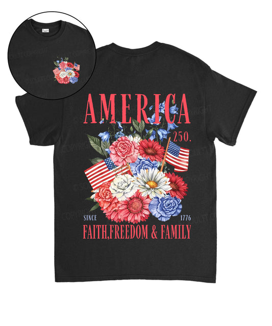 250 Years America Anniversary Double Sided Unisex Cotton Christian T-Shirt