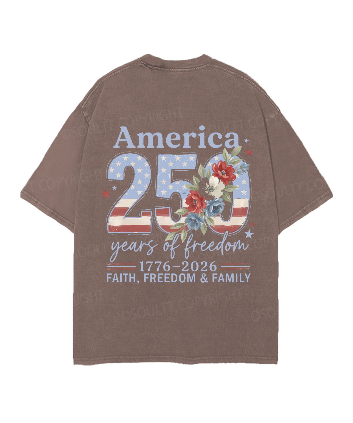 250 Years America Anniversary Double Sided Unisex Christian Washed T-Shirt & Shorts