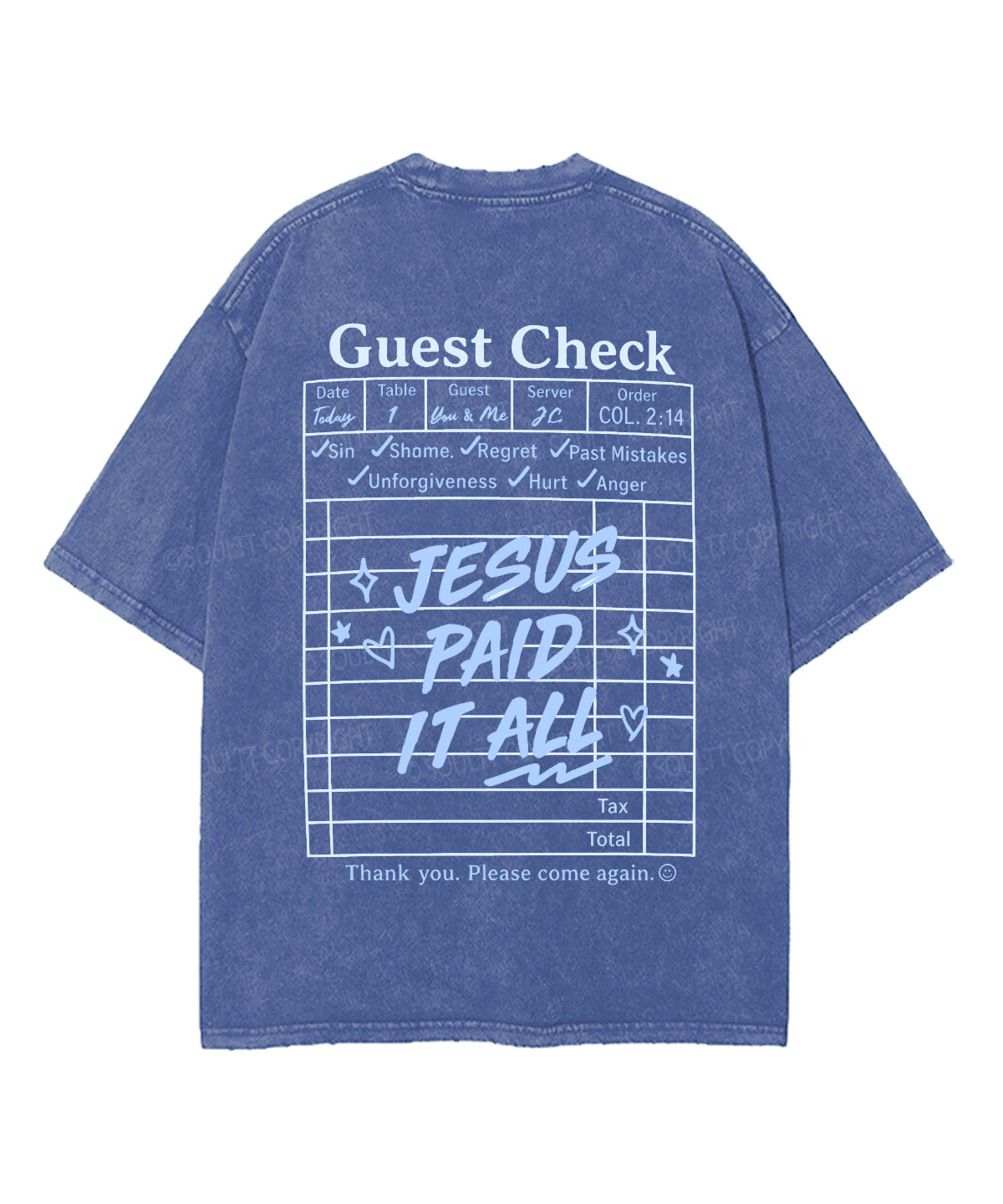 Jesus Paid It All Double Sided Unisex Washed Christian T-shirt