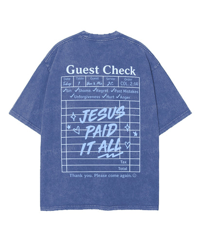 Jesus Paid It All Double Sided Unisex Washed Christian T-shirt