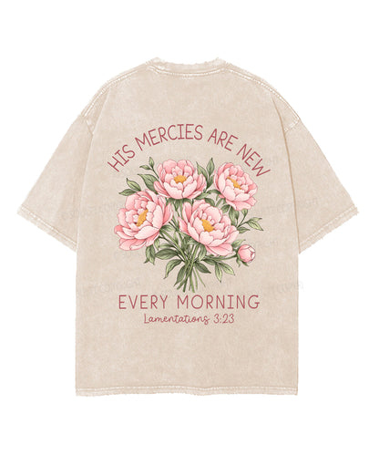 His Mercies Are New Every Morning Double Sided Unisex Washed Christian T-shirt