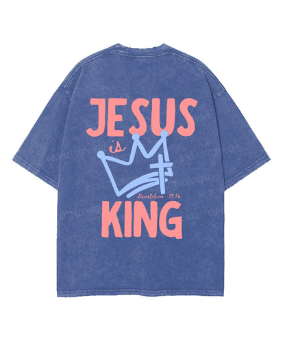 Jesus Is King Double Sided Unisex Washed Christian T-shirt