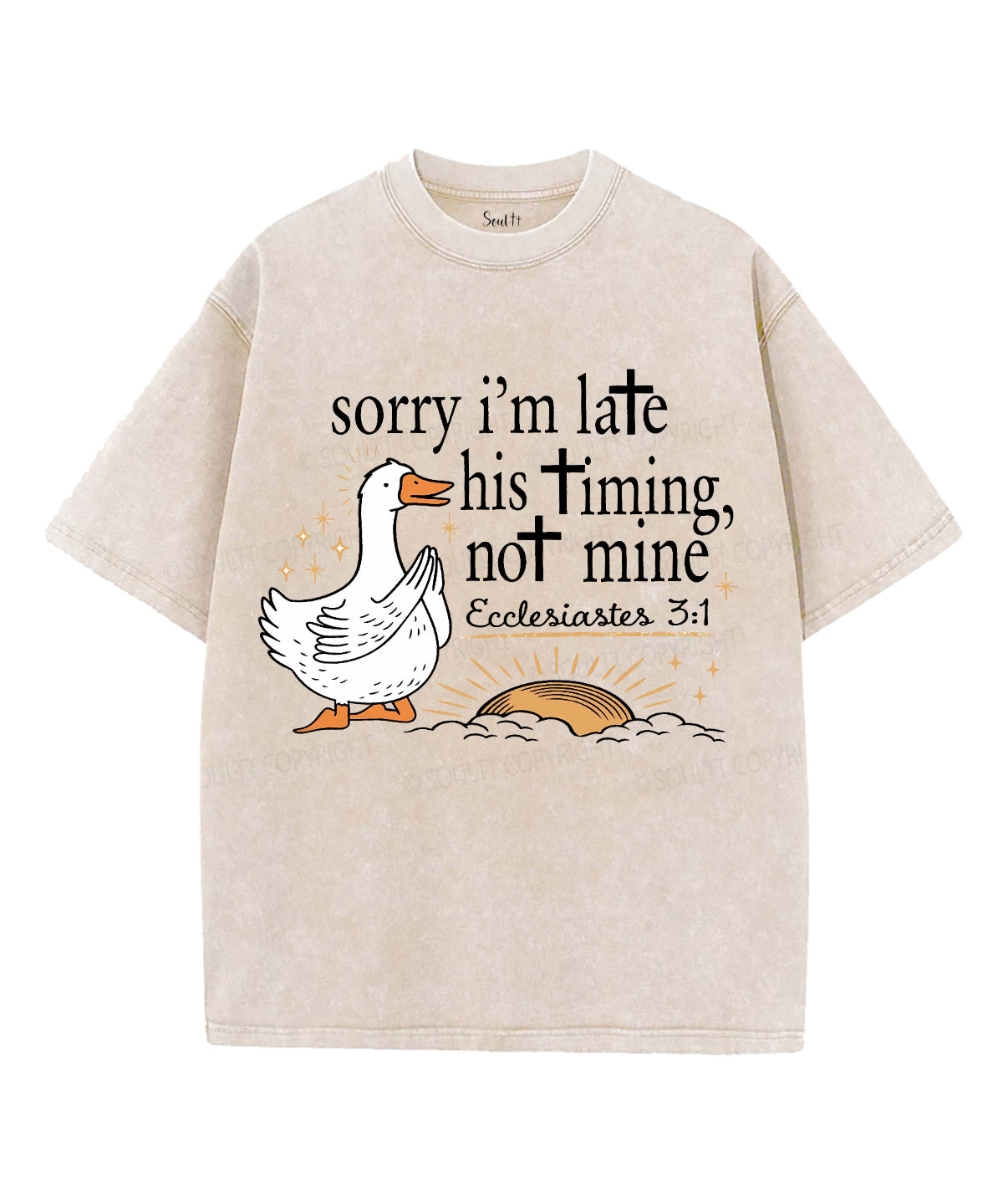 Sorry I'm Late Unisex Washed Christian T-shirt