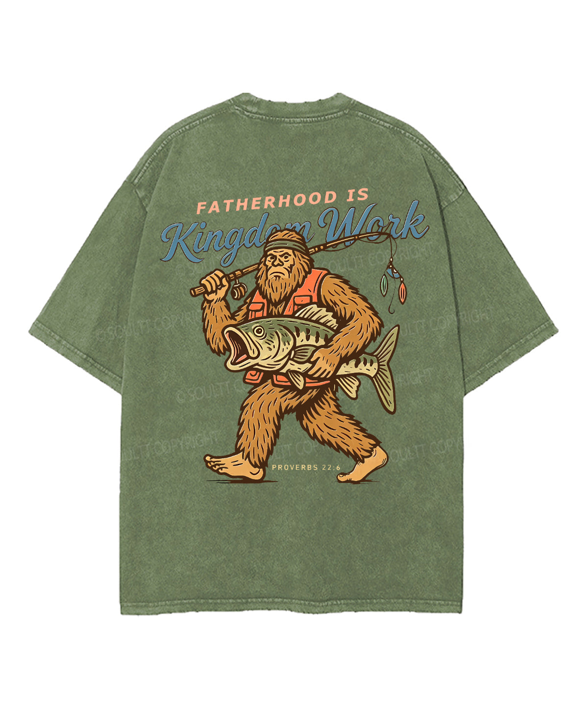 Fatherhood Is Kingdom Work Double Sided Unisex Washed Christian T-shirt