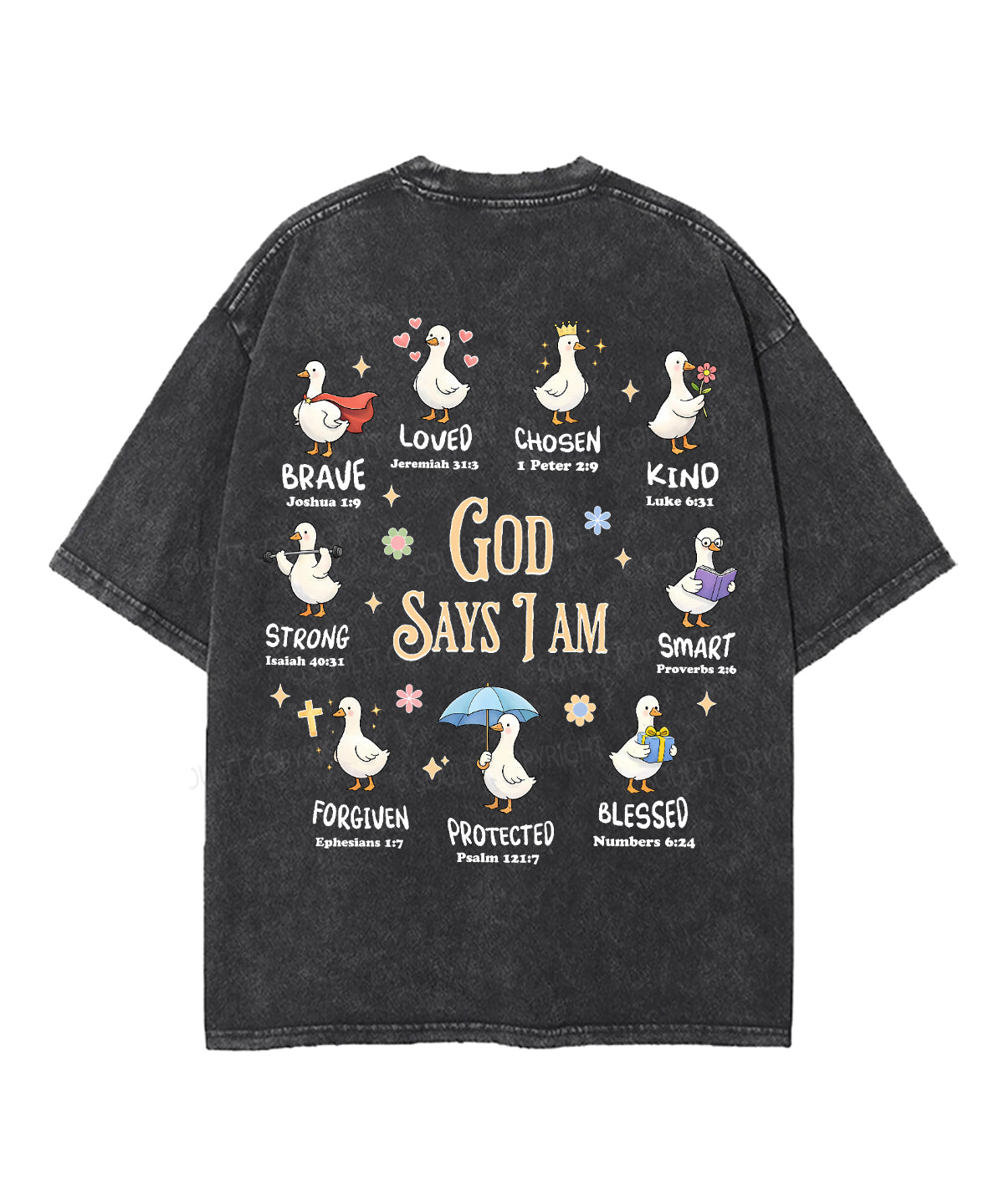 God Says I Am Double Sided Unisex Washed Christian T-shirt