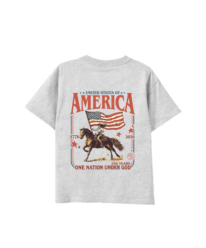 Kids One Nation Under God Double Sided Cotton Christian T-shirt