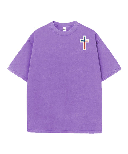 Hooked On Jesus Double Sided Unisex Christian Washed T-Shirt & Shorts