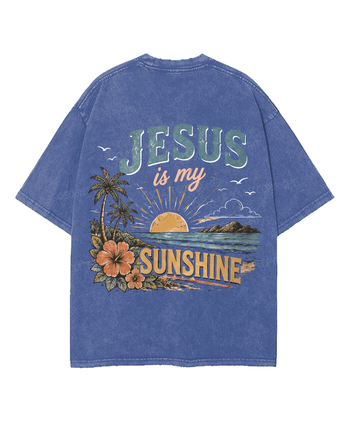 Jesus Is My Sunshine Double Sided Unisex Washed Christian T-shirt