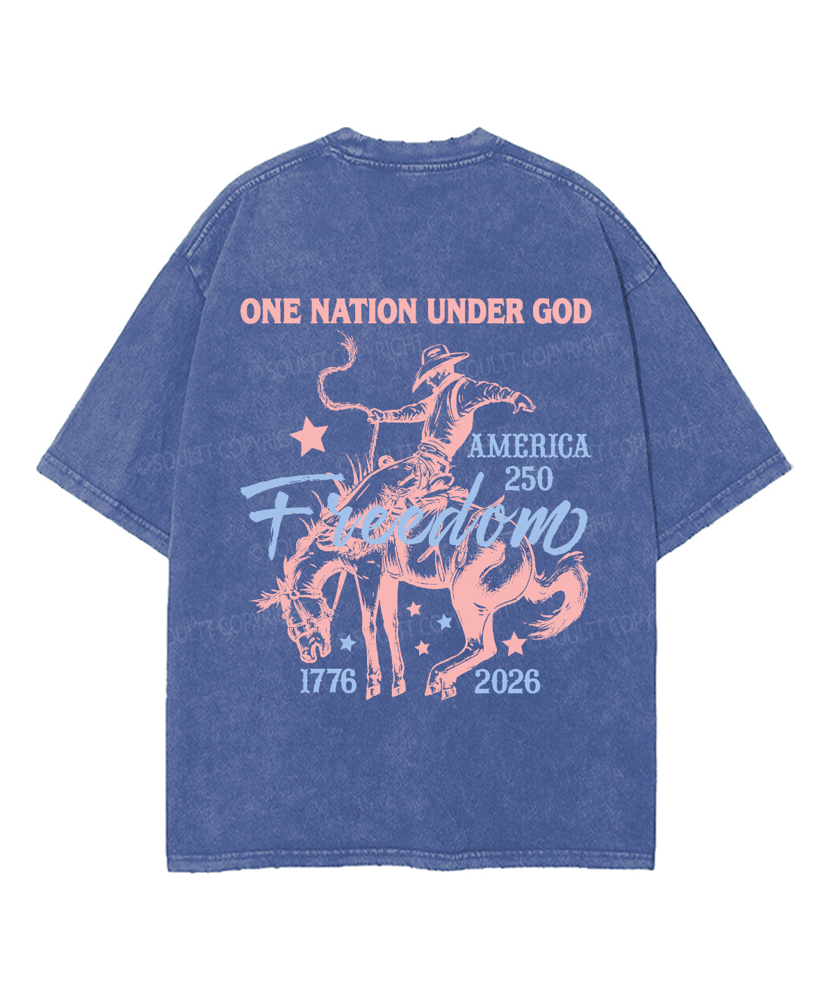 One Nation Under God Double Sided Unisex Washed Christian T-shirt