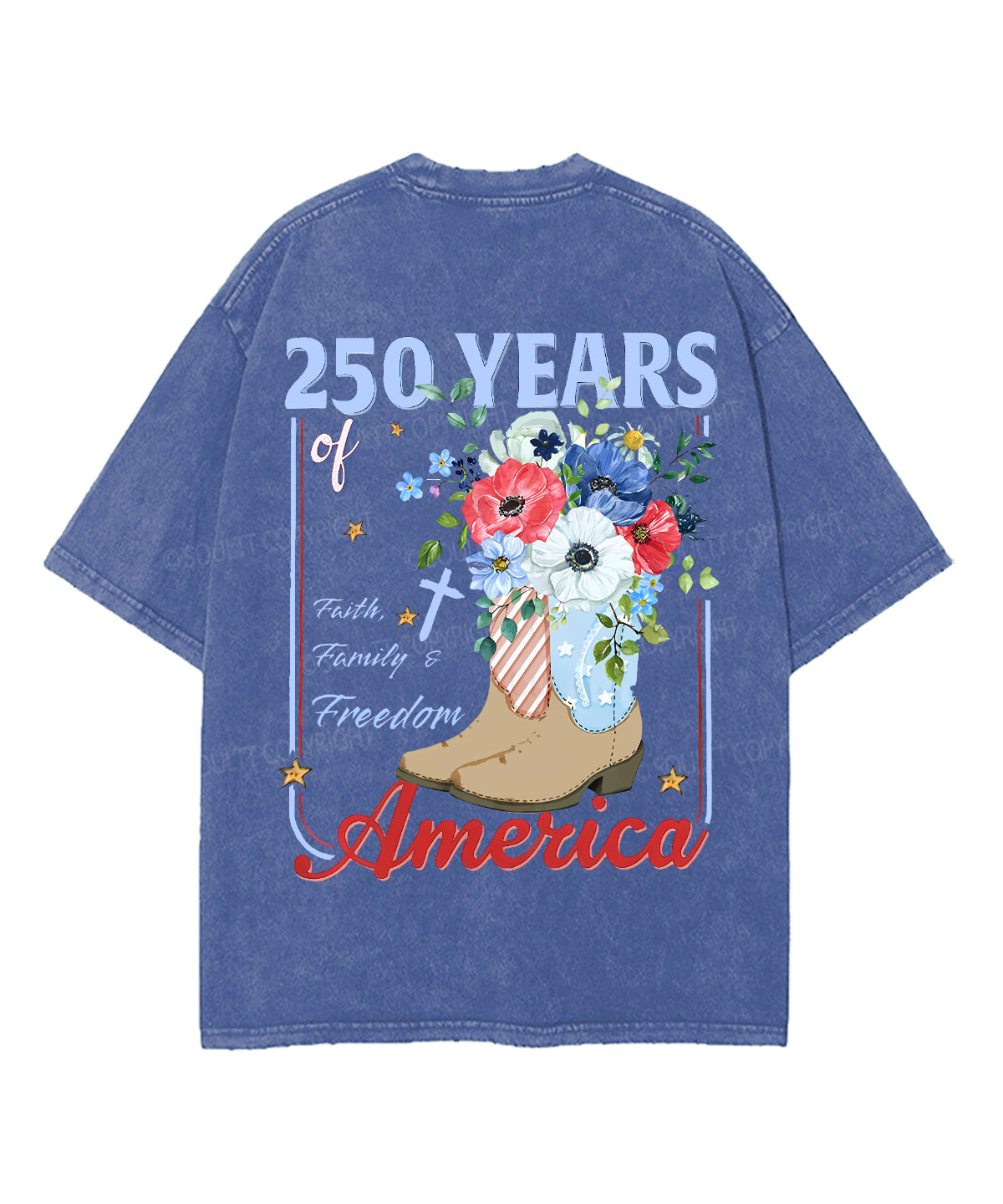 250 Years America Anniversary Double Sided Unisex Washed Christian T-shirt