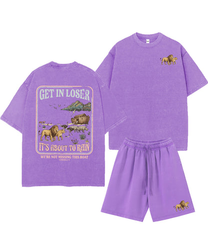 It's About To Rain We're Not Missing This Boat Double Sided Unisex Christian Washed T-Shirt & Shorts
