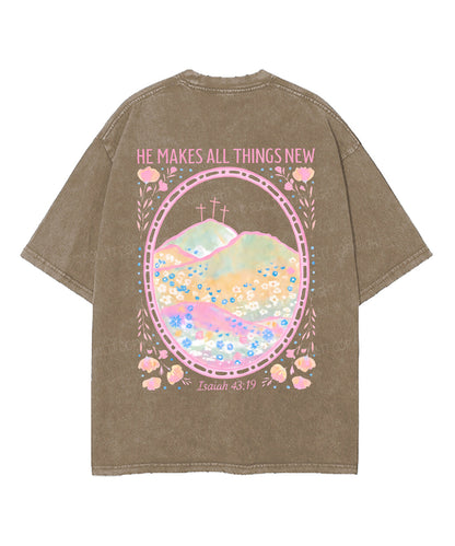 He Makes All Things New Double Sided Unisex Washed Christian T-shirt