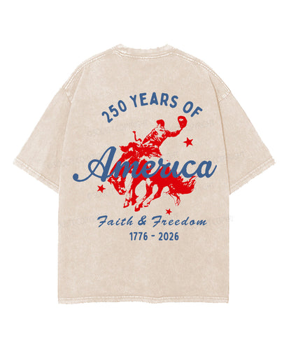 250 Years America Anniversary Double Sided Unisex Washed Christian T-shirt