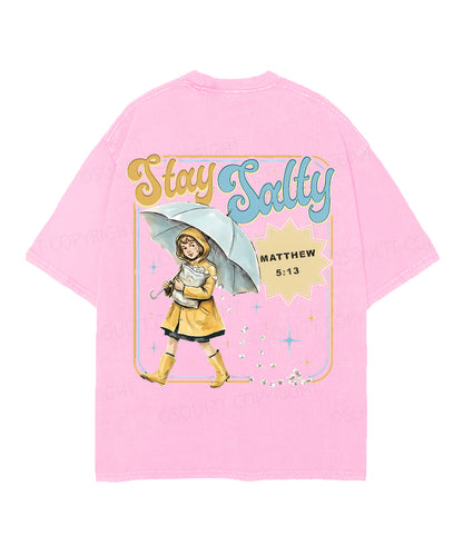 Stay Salty Double Sided Unisex Christian Washed T-Shirt & Shorts
