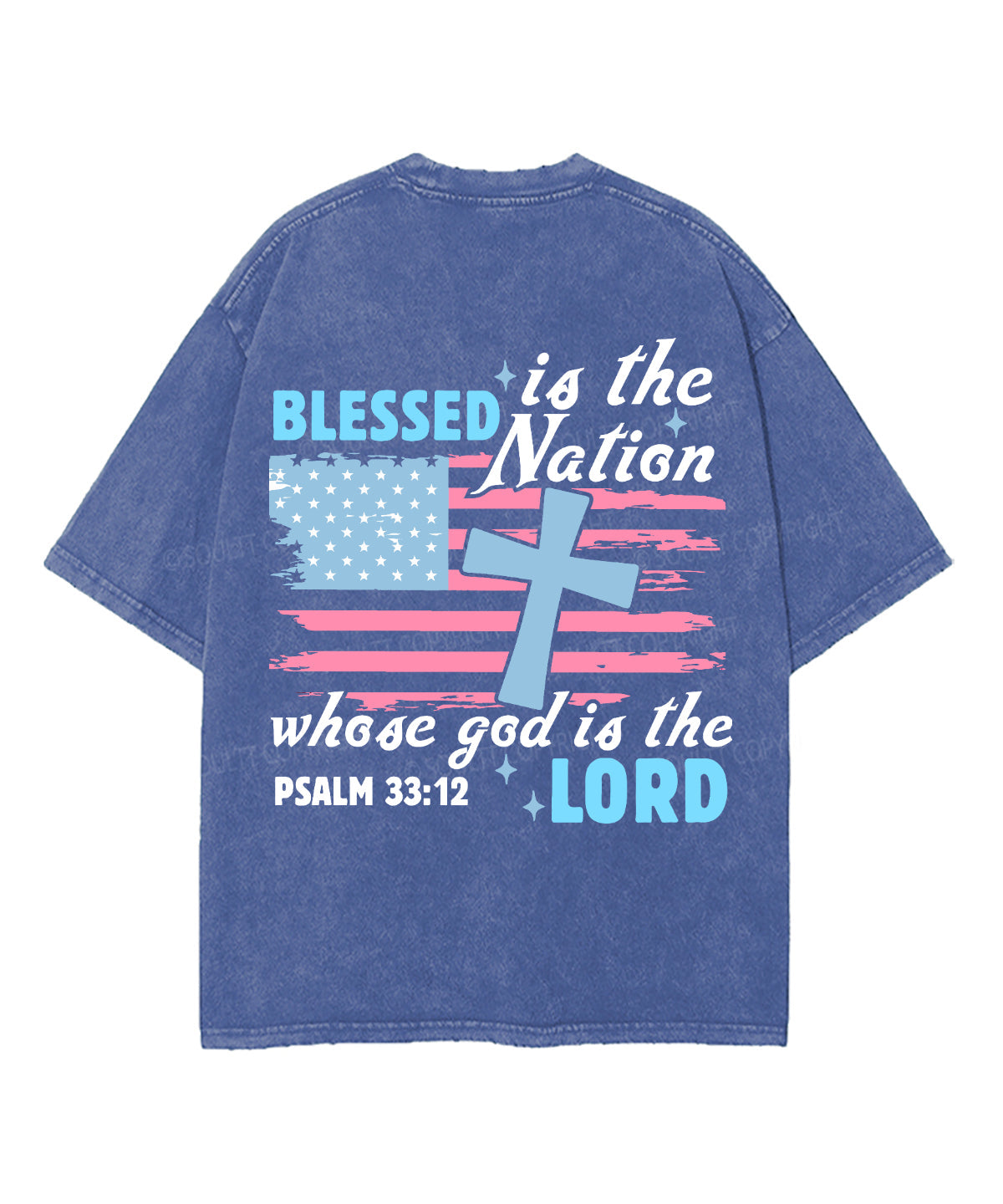 Blessed Is The Nation Whose God Is The Lord Double Sided Unisex Washed Christian T-shirt